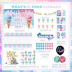 172 PCs Whats The Scoop Gender Reveal Decorations, Hombae Boy or Girl Gender Reveal Decorations Backdrop Balloon Garland Banner Tablecloth Cake Cupcake Topper Box Cutout Poster Sash Ice Cream - Image 2