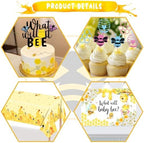 Party Inspo What Will It Bee Gender Reveal Decorations, Bee Gender Reveal Decorations, Bumble Bee He or She What Will Baby Bee Decorations Backdrop Balloon Banner Tablecloth Cake Cupcake Topper Box - Image 4