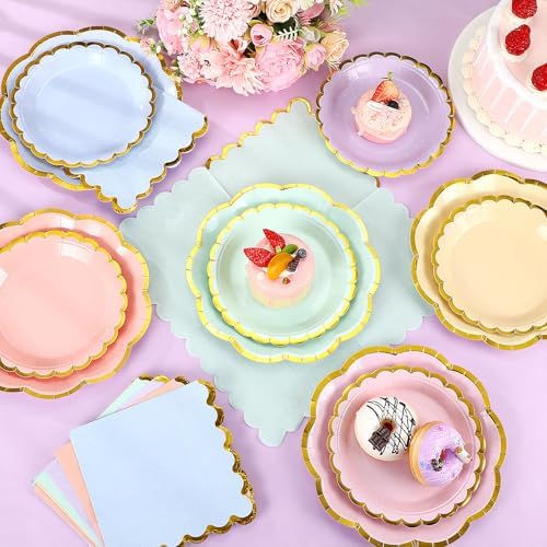 216 Pcs 72 Guests Pastel Plates and Napkins Party Supplies - Image 3