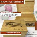 Personalized American Flag Gift Box, Engraved Memory Box Bamboo Wood - Image 3
