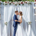 30x10ft Wrinkle Free White Backdrop Curtain for Parties Soft Fabric Drapes Wedding White Curtain Backdrop for Birthday Party Decorations Background for Photography 5x10ft, 6 Panels - Image 2