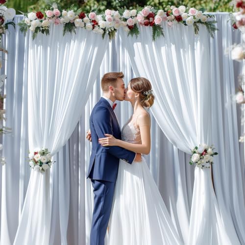 30x10ft Wrinkle Free White Backdrop Curtain for Parties Soft Fabric Drapes Wedding White Curtain Backdrop for Birthday Party Decorations Background for Photography 5x10ft, 6 Panels - Image 2