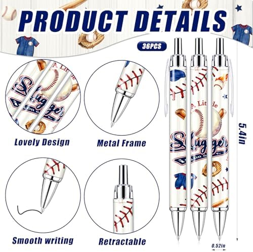 145 Pieces Baseball Baby Shower Favors for Guest Little Slugger is on Way Ballpoint Pens Keychains Gifts for Boys Bulk Retractable Baby Shower Pens Gender Reveal Thank You Cards Souvenir Party Favors - Image 2