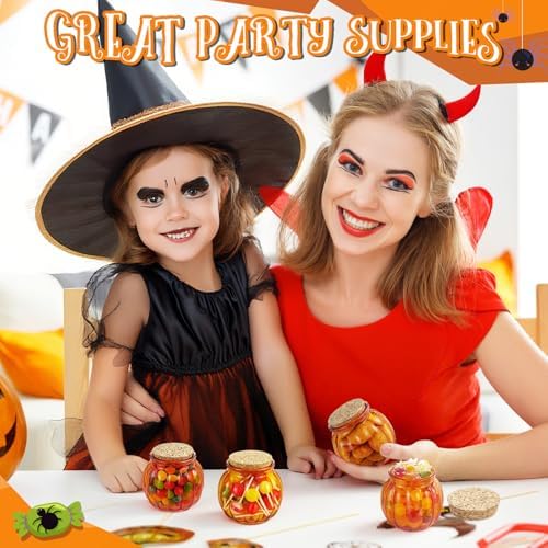 Vesici 12 Pcs Glass Pumpkin Candy Jars with Lid, Halloween Autumn, Orange - Image 5