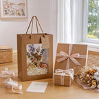 80 Pcs 9.8 x 5.1 x 7.1 in Brown Kraft Paper Gift Bags with Window & Handles - Image 7