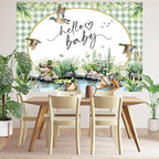Mallard Duck Baby Shower Backdrop 10x7ft Hello Baby Mallard Duck Decorations Photography Background Green Water Meadow Plants Newborn Baby Shower Party Banner Photo Studio Prop (10x7ft) - Image 3