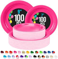 Party Solids Exquisite Hot Pink Mixed Paper Plates - 7" & 9", 200 Pack (100 each), 350 GSM by PartySolids