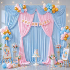 10x10ft Pink Blue Backdrop Curtain for Gender Reveal, Wrinkle Free Fabric Backdrop Curtain Baby Shower, Photo Backdrop Drapes for Boy or Girl Birthday Party Photo Shoot Back Drop - Image 2
