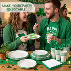 350 Pcs Green Rim Paper Plates and Napkins Party Supplies - Image 6