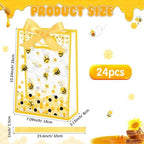 Capoda 24 Pack Bee Gift Bags with Handles Reusable Plastic Honeycomb Party Favor Bag Honeycomb Goodie Bag for Mommy to Bee Baby Shower Birthday Spring Summer Party Supplies 2026 Treat Bags Bulk - Image 2