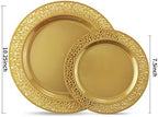 I00000 102 PCS Brown Gold Plastic Plates, Lace Design Disposable Plates, BPA Free Plates Includes: 51 Dinner Plates 10.25 Inch and 51 Salad/Dessert Plates 7.5Inch for Wedding and Party - Image 2