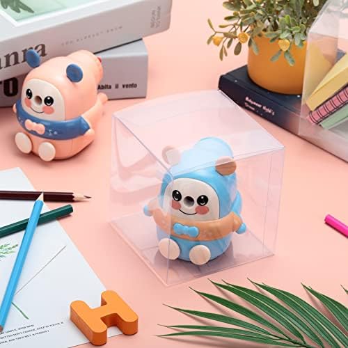 Tuanse 100 Pcs Clear Favor Boxes Plastic Clear Gift Boxes 4 x 4 x 4Inch Transparent PVC Candy Gift Package for Teacher Students Graduation Party Wedding Bridal Baby Shower Cupcake Macaron Cookie - Image 5