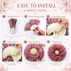 Waydress 10 Pcs Giant Paper Flower Decorations, Boho Party Backdrop Decor - Image 3