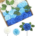Artificial Flowers Realistic Roses, Real Looking Fake Roses with Stem for DIY Wedding Bouquets Centerpieces Bridal Shower Party Home Romantic Decorations (Shades of Blue, Regular 3" - 200pcs) by BringmoreJoyinyourlife