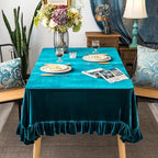 GLORY SEASON Velvet Tablecloth Luxurious Solid Rectangle Table Cloth,Oblong Retro Farmhouse Ruffle Tablecloths Washable Table Cover for Party Wedding Baby Shower Kitchen Dinning Tabletop Decoration - Image 4