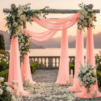 Pack of 2 Wedding Arch Drape Panel Fabric 30" x 30ft - Peach - Image 4