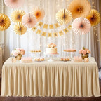 Dark Champagne Polyester Table Clothes for 8 Foot Rectangle Tables, Wrinkle Free Fitted Table Cover 8ft Stretch Tablecloths with Skirt for Parties Weddings Birthday Banquet Baby Shower - Image 5