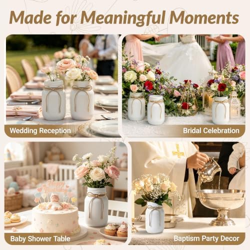 6 PCS 16oz Glass Mason Jars Flower Vases for Centerpieces, White - Image 6