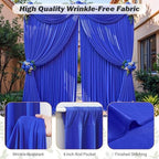 32ftx10ft Wrinkle Free Royal Blue Backdrop Curtain - 10 Feet Photography Backdrop Drapes, Silky Polyester Back Drop Cloth for Wedding Baby Shower Balloon Arch Background - Image 4
