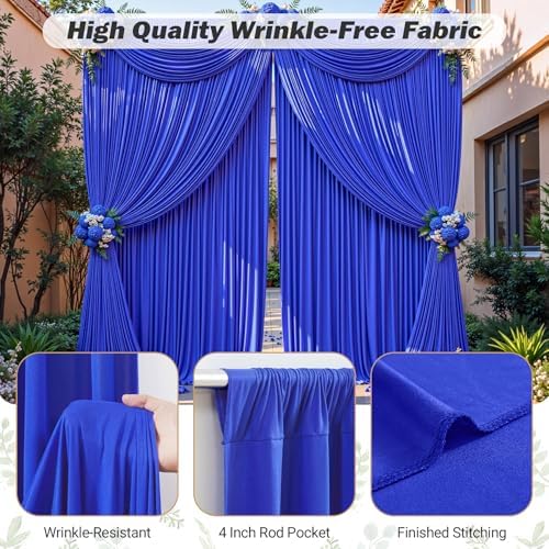 16ftx10ft Wrinkle Free Royal Blue Backdrop Curtain - 10 Feet Photography Backdrop Drapes, Silky Polyester Back Drop Cloth for Wedding Baby Shower Balloon Arch Background - Image 5