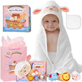 MyMateZoe My First Noahs Ark 7 pcs Baptism Gift Set, Dedication, Christening and Baptism Gifts for Girl and Newborn Baby, Includes Washcloth and Hooded Towel,Baby Bath Book, 3 Bath Toys and Gift Bag by MyMateZoe