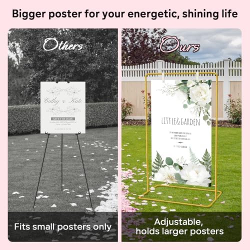 GOJAWAY 68" Honey Yellow Welcome Wedding Sign Stand, 2 Water Bags & Straps - Image 4