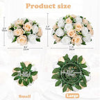 Briful Fake Floral Balls for Centerpieces - 2PCS 11.8" Large Faux Rose Flower Arrangement Silk Flower Bouquet for Home Wedding Party Anniversary Table Vase Flower Stand Decor(Champagne White) - Image 2