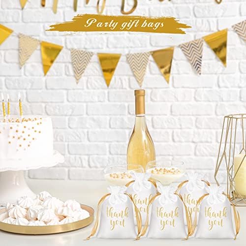 Roowest 5 x 7 Inch 100 Pcs Thank You Satin Gift Bags, White - Image 6