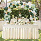 Ivory Spandex Tablecloth 6FT Rectangle Tables Fitted Stretch Spandex Table Cover with Skirt 6ft Baby Shower Birthday Party Banquet Ruffle Cream Tablecloth Wedding Table Cloths - Image 7