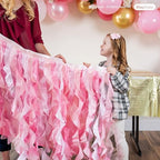 Pink Tutu Table Skirt. 6ft Table Skirt with Double Layer Organza Willows. Princess Party Decorations, Quinceanera Decorations, 1st Baby Girl Birthday Décor, Baby Shower Décor or Gender Reveal - Image 3