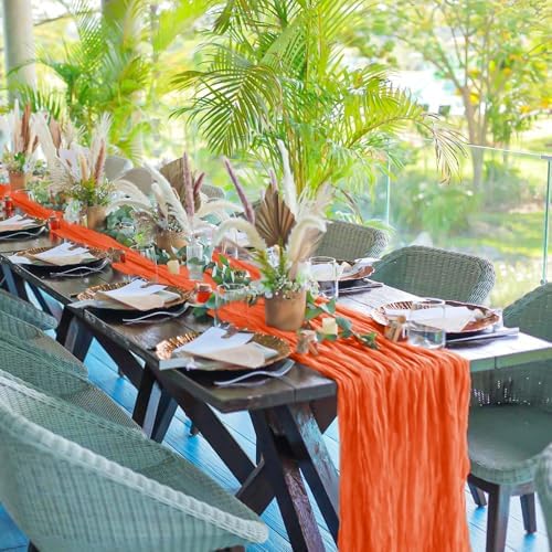 24 Pack Orange 10Ft Cheesecloth Table Runner - Image 6