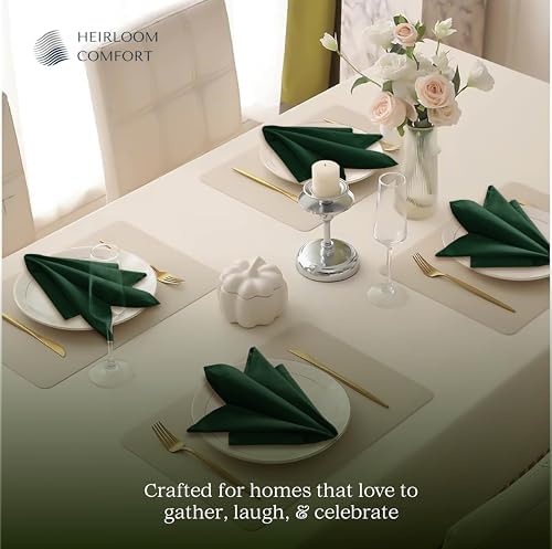 Forest Green Cloth Napkins 18x18 Inch - 12 Pack - 100% Cotton, Soft, Durable, Absorbent, Washable, Reusable - Hemstitch Mitered Edges - Perfect for Weddings, Fall, Dinner, Everyday - Image 2