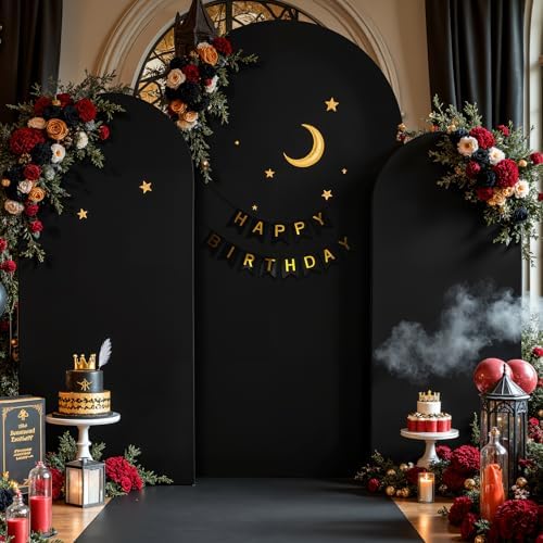Red Black Arch Backdrop Cover Set of 3 Party Wedding Arch Covers Stretchy Backdrop 6FT 6.6FT 7.2FT Decorations Baby Shower Bridal Shower Photo Birthday Arch Stand Cover Spandex - Image 4