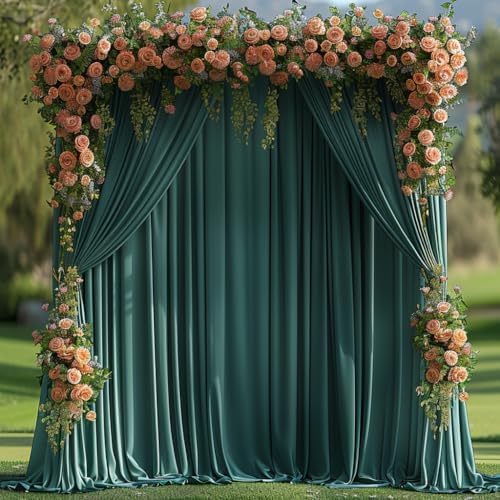 40x10ft Wrinkle Free Hunter Green Backdrop Curtain for Parties Soft Fabric Drapes Wedding Dark Green Curtain Backdrop for Birthday Party Decorations Background for Photography 5x10ft,8 Panels by ESGOTBME
