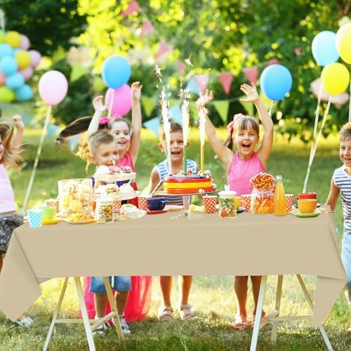Whaline 24 Pcs Nude Sage Green Plastic Tablecloth Milky White Brown Green Rectangle Table Cover Waterproof Table Cloth for Party Tables Decoration Supplies, 54 x 108 Inch - Image 6