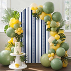Strip Spandex Arch Backdrop Cover 7.2FT for Balloon Garland Rustic Farmhouse Strip Navy Blue Double-Sided Chiara Backdrop Stand Cover Elastic Fabric Background for Birthday Party Baby Shower Decor by EZON-CH