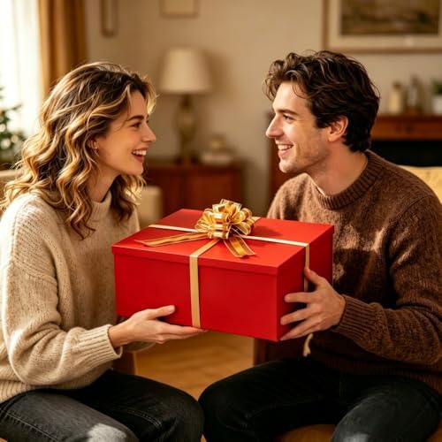 UoeRing Red Extra Large Gift Box 1Pcs 22x17x9 inch,luxury Gift Box with Lid for Presents Birthday Christmas Valentine's Day (Contain Pull Bows,Card,Envelope,Filler) - Image 7