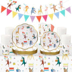 Maxdot 105 Pcs Animal Parade Theme Party Supplies, Birthday Party Deocr by Maxdot
