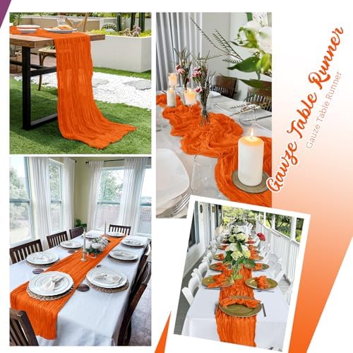 16 Pack Orange Cheesecloth Table Runners 20x120 Inch Gauze Table Runner 10FT Easter Cheese Cloth Table Runner Rustic Sheer Runner for Wedding Baby Shower Birthday Party Table Decor - Image 5
