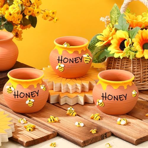 10 Set Terracotta Clay Honey Pots Kit Bulk DIY Honey Pot Jar Decor, Classic - Image 2