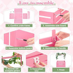 Barydat Wooden Baby Shower Crate Basket with Handle, Pink - Image 3