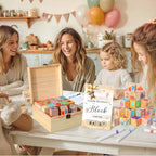 Baby Shower Blocks Game Set with Wooden Box, Acrylic Markers & Wooden Sign for Baby Shower Games, Gender Reveal & Decorations (BrownBear) - Image 6