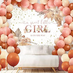 Sensfun Boho Baby Shower Backdrop Sweet Little Girl on The Way Boho Baby Shower Decorations Bohemian Pampas Floral Photography Background for Baby Girls Shower Party Banner Photo Booth Props 10x6.5ft - Image 4