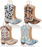 Tioncy 24 Pcs Cowboy Boot Paper Gift Bags, Assorted Style, Brown and Blue by Tioncy