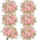 Light Pink Artificial Flowers 6 Bundles Silk Floral with Stems by TOBILU