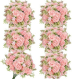 Light Pink Artificial Flowers 6 Bundles Silk Floral with Stems by TOBILU