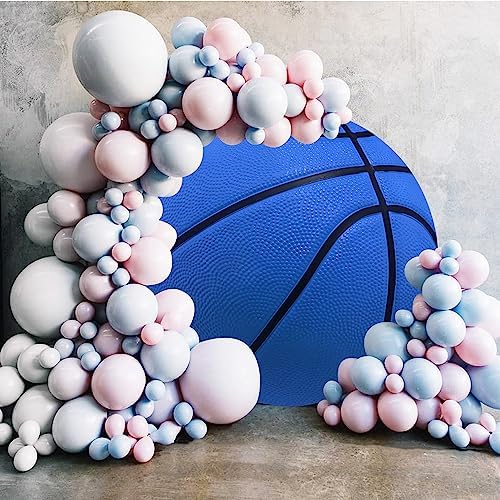 Renaiss 7x7ft Blue Basketball Round Backdrop Cover Basketball Match Sports Meeting Circle Photography Background Basketball Theme Game Baby Shower Birthday Fans Party Decor Arch Photo Booth Props - Image 3