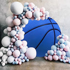 Renaiss 6.5x6.5ft Blue Basketball Round Backdrop Cover Basketball Match Sports Meeting Circle Photography Background Basketball Theme Game Baby Shower Birthday Fans Party Decor Arch Photo Booth Props - Image 3