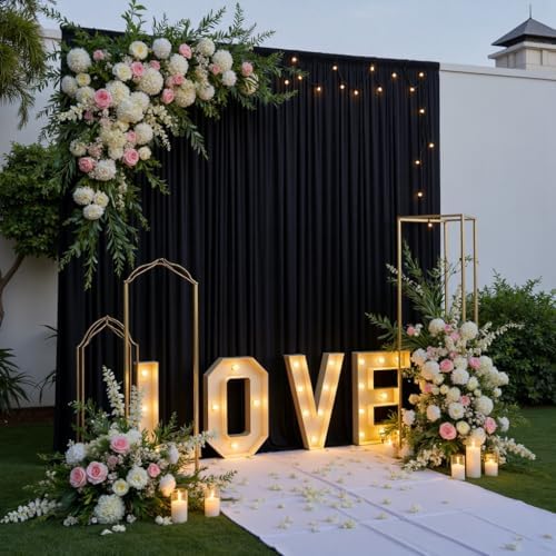 20x14ft Black Backdrop Curtains for Wedding Party, 4 Panels 14 ft Long Back Drop Cloth, Wrinkle-Free Polyester Drapes for Birthday, Baby Shower, Stage Photography Background - Image 2