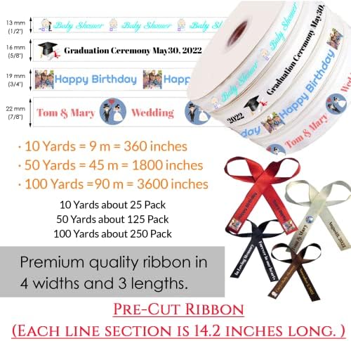 Personalized Ribbon Custom Pre-Cut Ribbon with Name/Photo/Text for Favors Wedding Invitation Baby Shower Birthday Party Wrap Gift Box-100 Yards - Image 4
